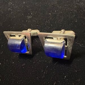 Silver and Blue Cufflinks